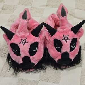 Pink Plush Animal Slippers